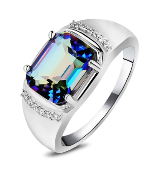 Серебряное кольцо с мистик кварцем ‒ Mirserebra925.ru