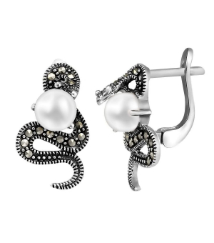 Серебряные серьги с марказитом ‒ Mirserebra925.ru