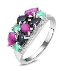 Серебряное кольцо микс камней – Mirserebra925.ru