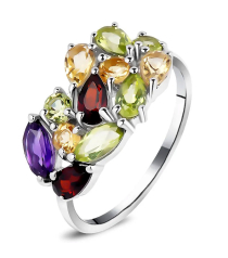 Серебряное кольцо микс камней – Mirserebra925.ru
