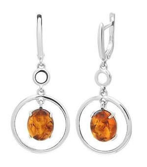 Серебряные серьги с янтарем ‒ Mirserebra925.ru