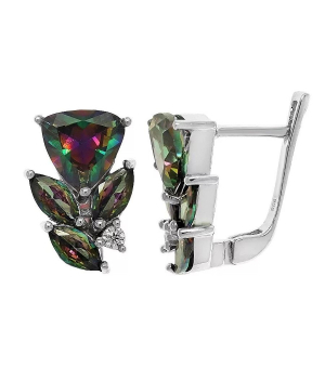 Серебряные серьги с мистик кварцем ‒ Mirserebra925.ru