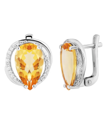 Серебряные серьги с цитрином – Mirserebra925.ru