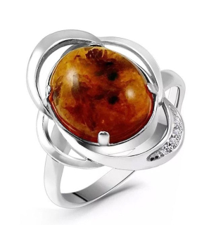 Серебряное кольцо с янтарем ‒ Mirserebra925.ru