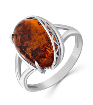 Серебряное кольцо с янтарем ‒ Mirserebra925.ru