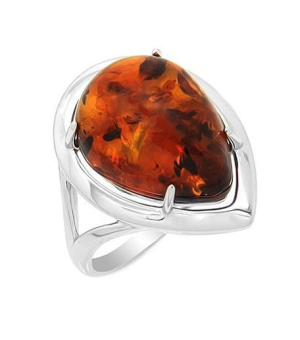 Серебряное кольцо с янтарем ‒ Mirserebra925.ru