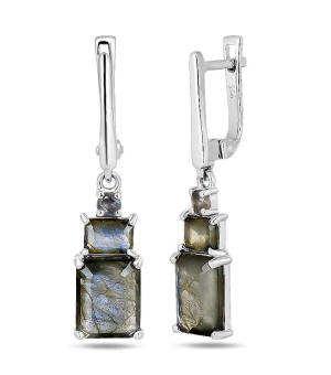 Серебряные серьги с лабрадоритом ‒ Mirserebra925.ru