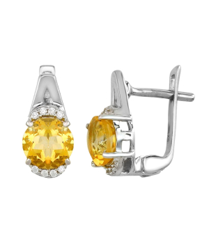 Серебряные серьги с цитрином – Mirserebra925.ru