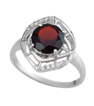 Серебряное кольцо с гранатом – Mirserebra925.ru