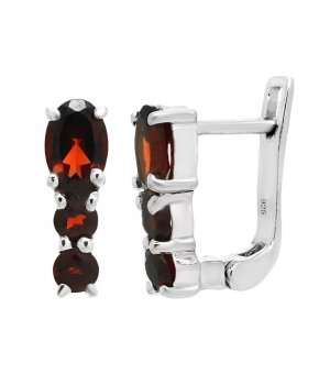 Серебряные серьги с гранатом – Mirserebra925.ru