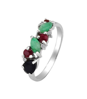 Серебряное кольцо микс камней – Mirserebra925.ru