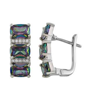 Серебряные серьги с мистик кварцем ‒ Mirserebra925.ru