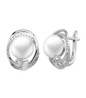 Серебряные серьги с жемчугом ‒ Mirserebra925.ru