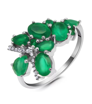 Серебряное кольцо с зеленым агатом ‒ Mirserebra925.ru