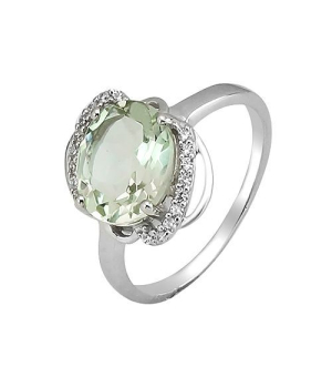 Серебряное кольцо с зеленым аметистом – Mirserebra925.ru