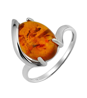 Серебряное кольцо с янтарем ‒ Mirserebra925.ru
