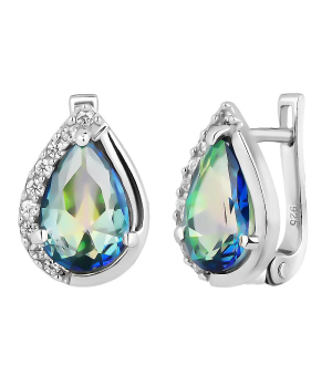 Серебряные серьги с мистик кварцем ‒ Mirserebra925.ru