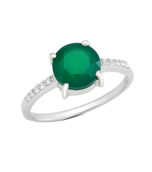 Серебряное кольцо с зеленым агатом ‒ Mirserebra925.ru