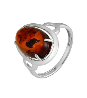 Серебряное кольцо с янтарем ‒ Mirserebra925.ru