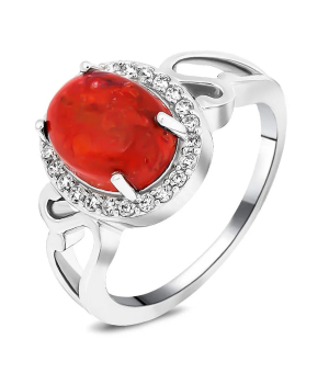 Серебряное кольцо с кораллом ‒ Mirserebra925.ru