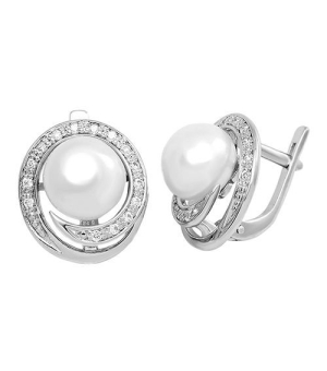 Серебряные серьги с жемчугом ‒ Mirserebra925.ru