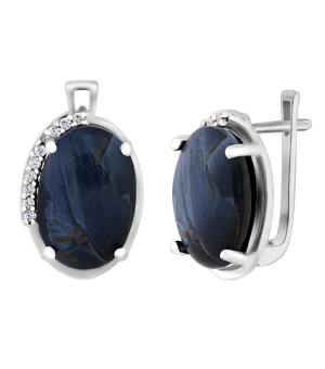 Серебряные серьги с питерсит ‒ Mirserebra925.ru