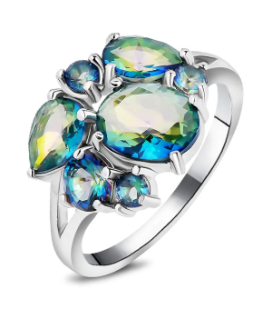 Серебряное кольцо с мистик кварцем ‒ Mirserebra925.ru