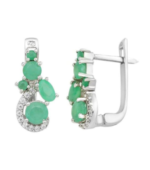 Серебряные серьги с изумрудом – Mirserebra925.ru