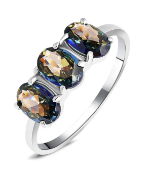 Серебряное кольцо с мистик кварцем ‒ Mirserebra925.ru