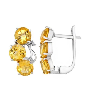 Серебряные серьги с цитрином – Mirserebra925.ru