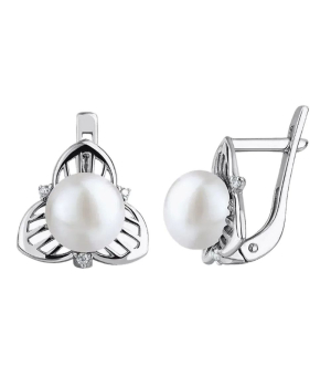 Серебряные серьги с жемчугом ‒ Mirserebra925.ru