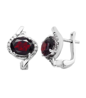 Серебряные серьги с гранатом – Mirserebra925.ru