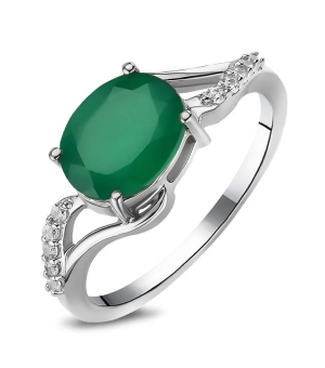 Серебряное кольцо с зеленым агатом ‒ Mirserebra925.ru