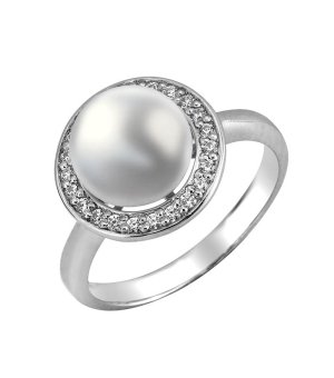 Серебряное кольцо с жемчугом ‒ Mirserebra925.ru