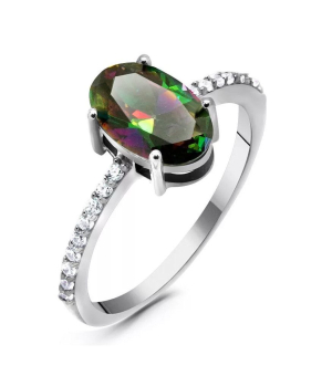 Серебряное кольцо с мистик кварцем ‒ Mirserebra925.ru