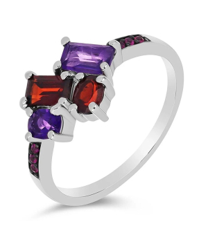 Серебряное кольцо микс камней – Mirserebra925.ru