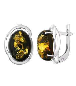 Серебряные серьги с янтарем ‒ Mirserebra925.ru