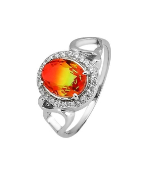 Серебряное кольцо с радужным кварцем ‒ Mirserebra925.ru