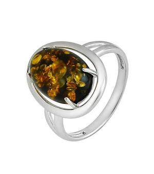 Серебряное кольцо с янтарем ‒ Mirserebra925.ru