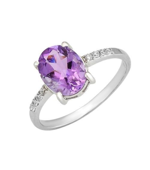 Серебряное кольцо с аметистом ‒ Mirserebra925.ru