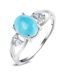 Серебряное кольцо с ларимаром ‒ Mirserebra925.ru