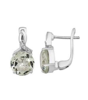 Серебряные серьги с зеленым аметистом – Mirserebra925.ru