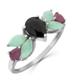 Серебряное кольцо микс камней – Mirserebra925.ru