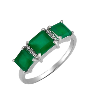 Серебряное кольцо с зеленым агатом ‒ Mirserebra925.ru