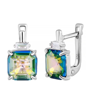 Серебряные серьги с мистик кварцем ‒ Mirserebra925.ru