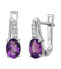 Серебряные серьги с аметистом ‒ Mirserebra925.ru