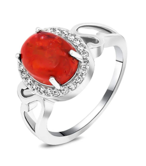 Серебряное кольцо с кораллом ‒ Mirserebra925.ru