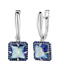 Серебряные серьги с мистик кварцем ‒ Mirserebra925.ru