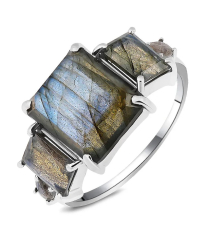 Серебряное кольцо с лабрадоритом ‒ Mirserebra925.ru