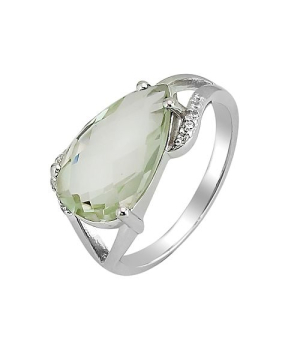 Серебряное кольцо с зеленым аметистом – Mirserebra925.ru